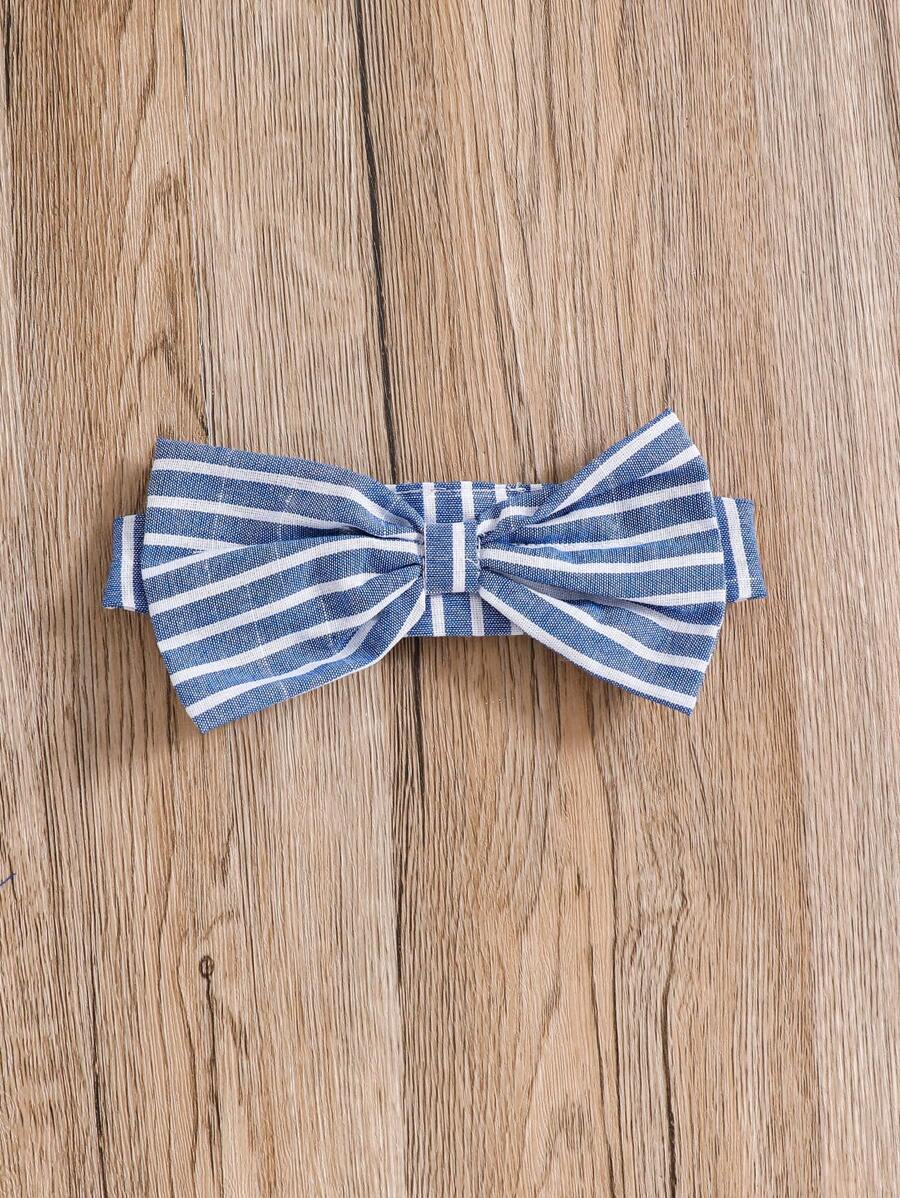 SHEIN Vintaside Girls' Striped Bow Suit Set with Headband