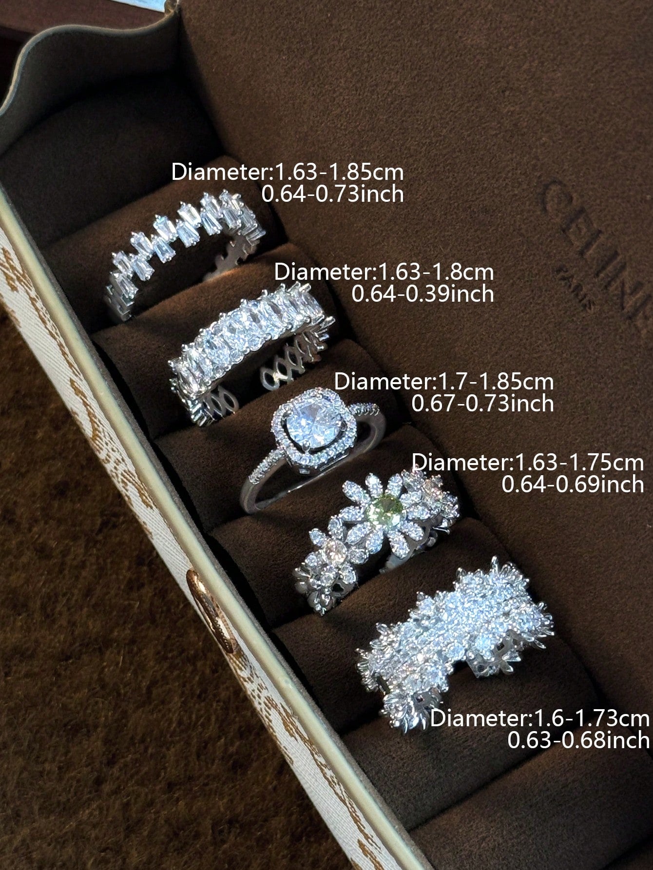 SHEIN 5pcs Cubic Zirconia Elegant Rings Set Women