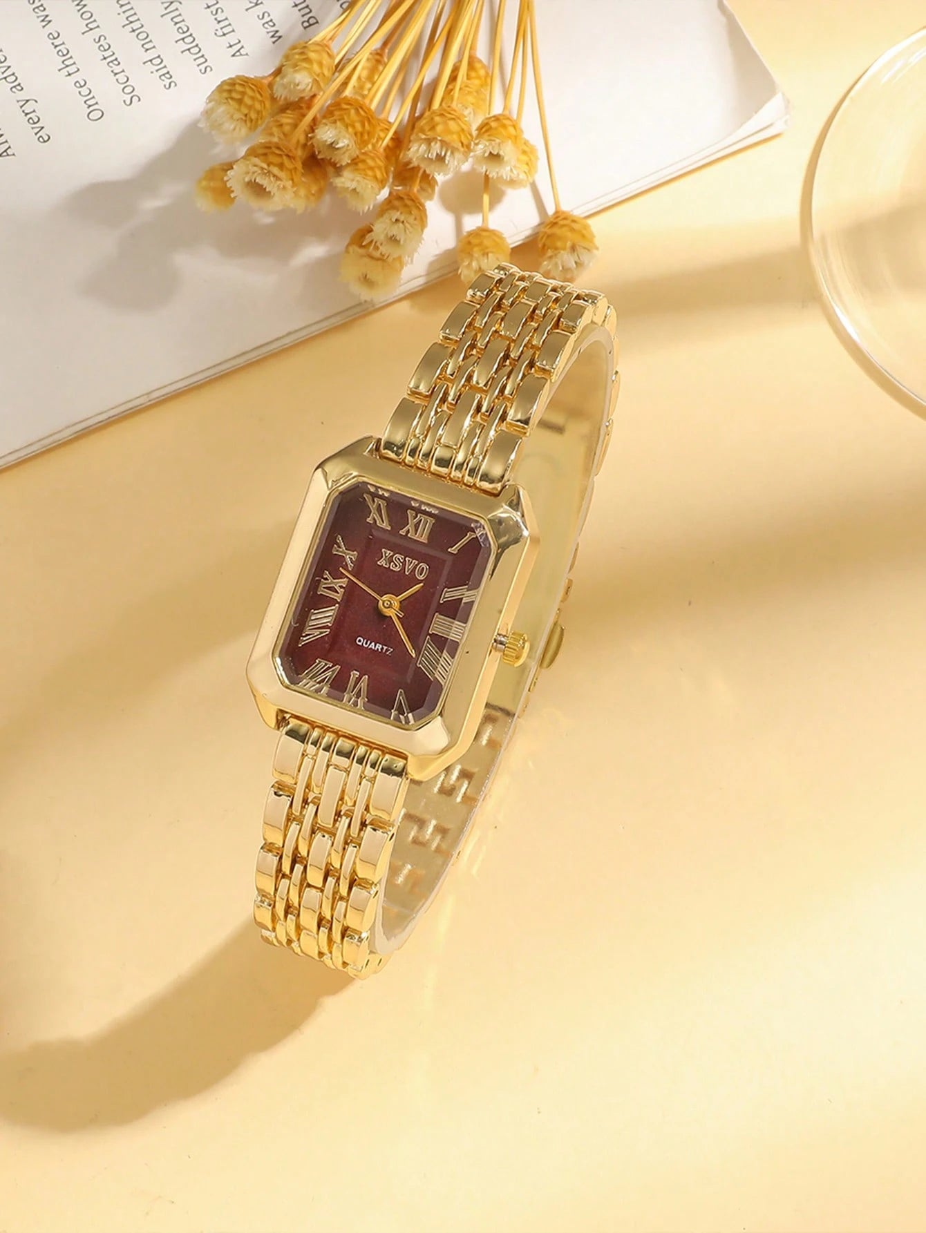 SHEIN 2pcs Luxury Quartz Steel Band Watches Women