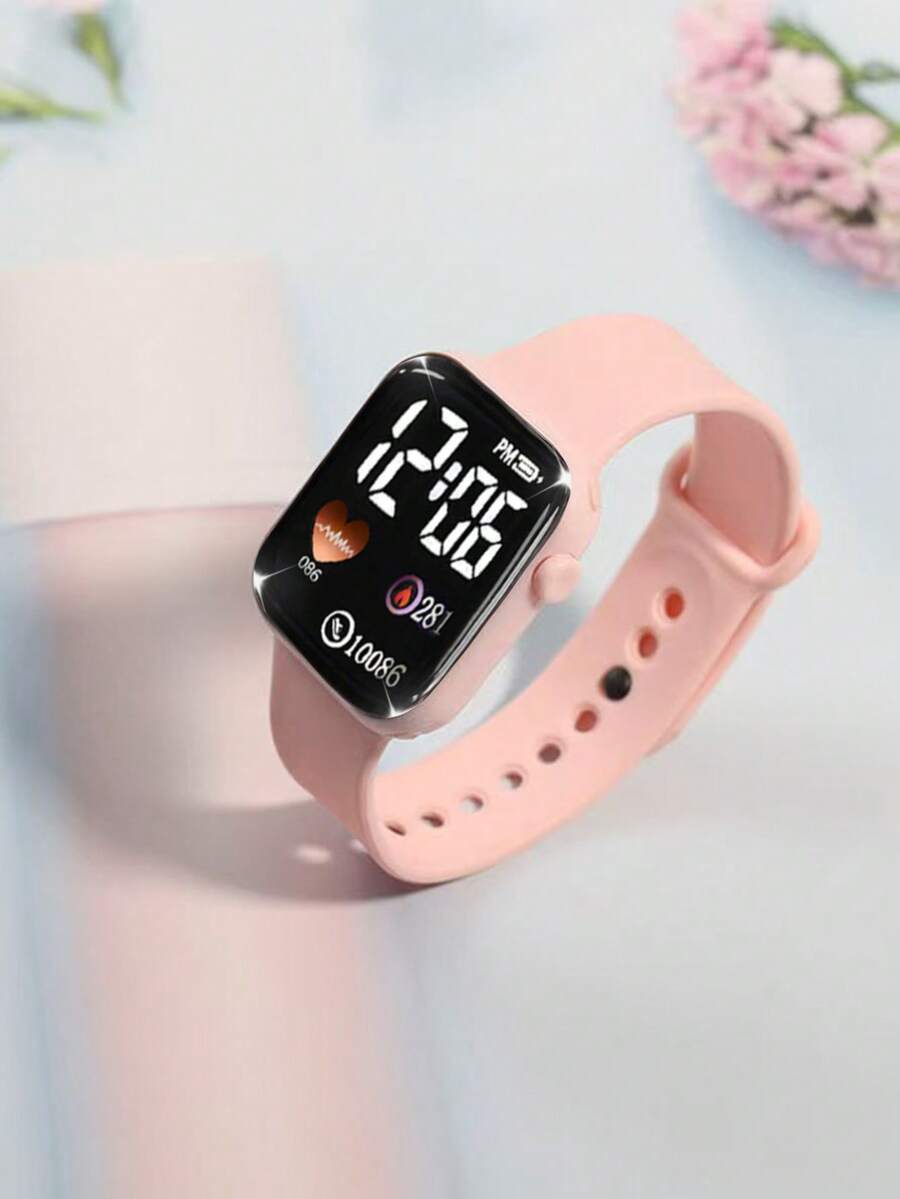 SHEIN 6pcs LED Heart-Shaped Watch With Jewelry Set (boxes not included)