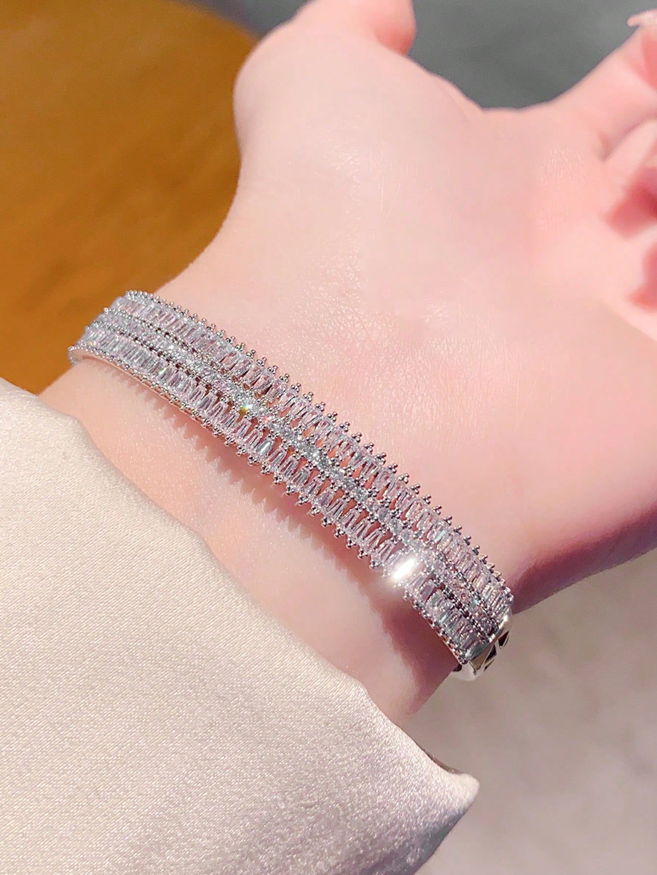 SHEIN Luxury Cubic Zirconia Star Ring Bracelet Set Gold