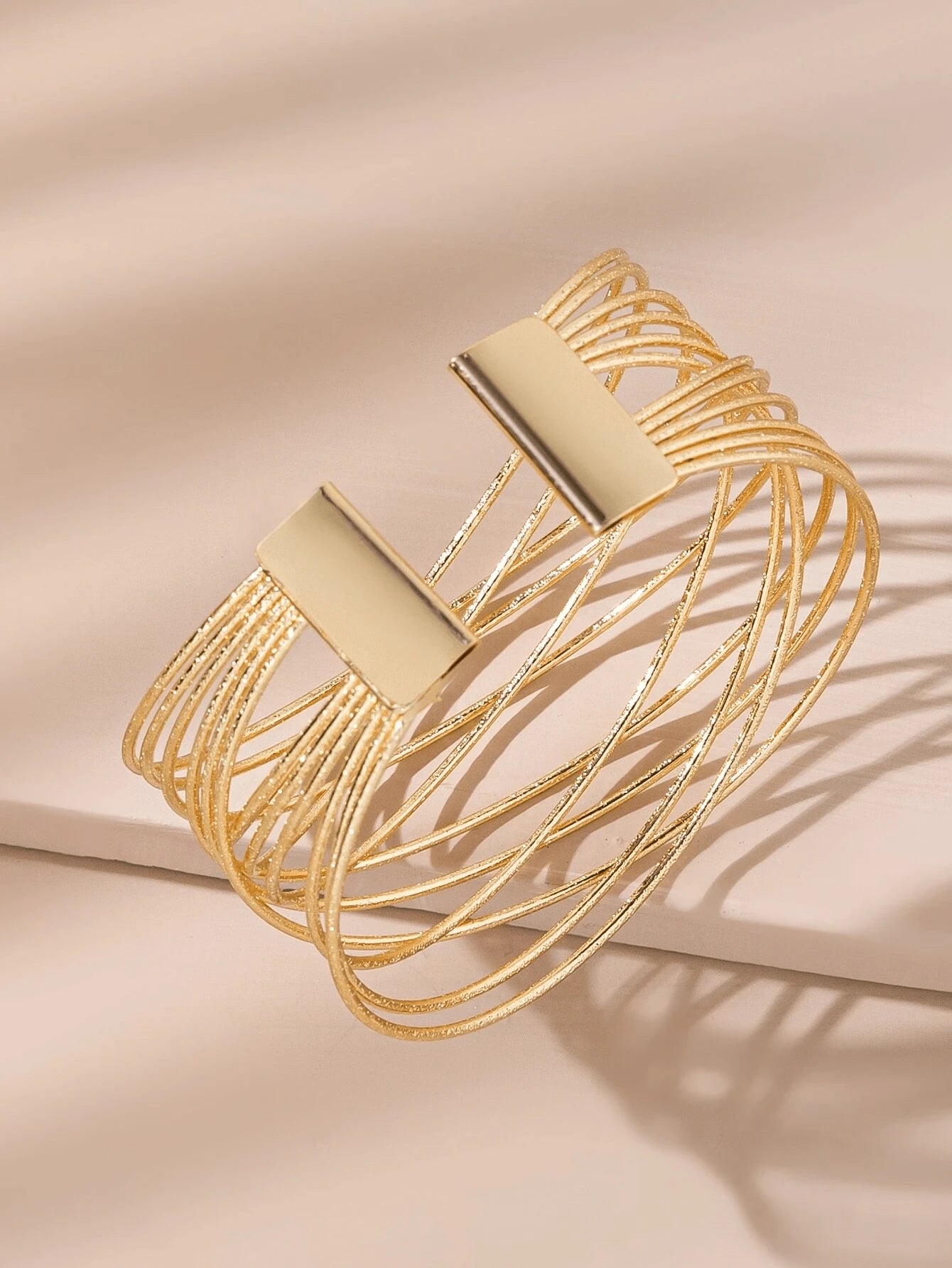 SHEIN Adjustable Multi-Layer Metal Open Bracelet Women