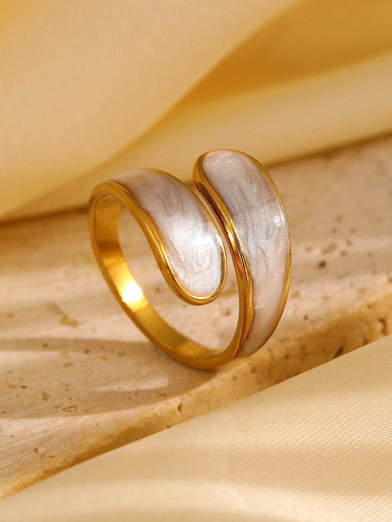 SHEIN 3pcs Asymmetrical Stainless Steel Artistic Ring Set