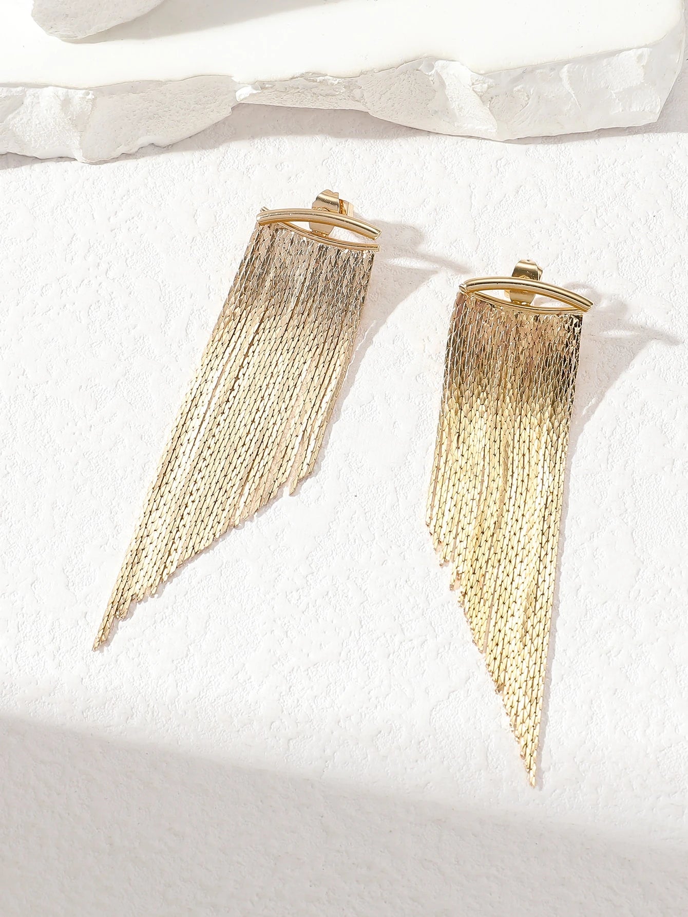 SHEIN 2pcs Elegant Chain Fringe Tassel Earrings Women
