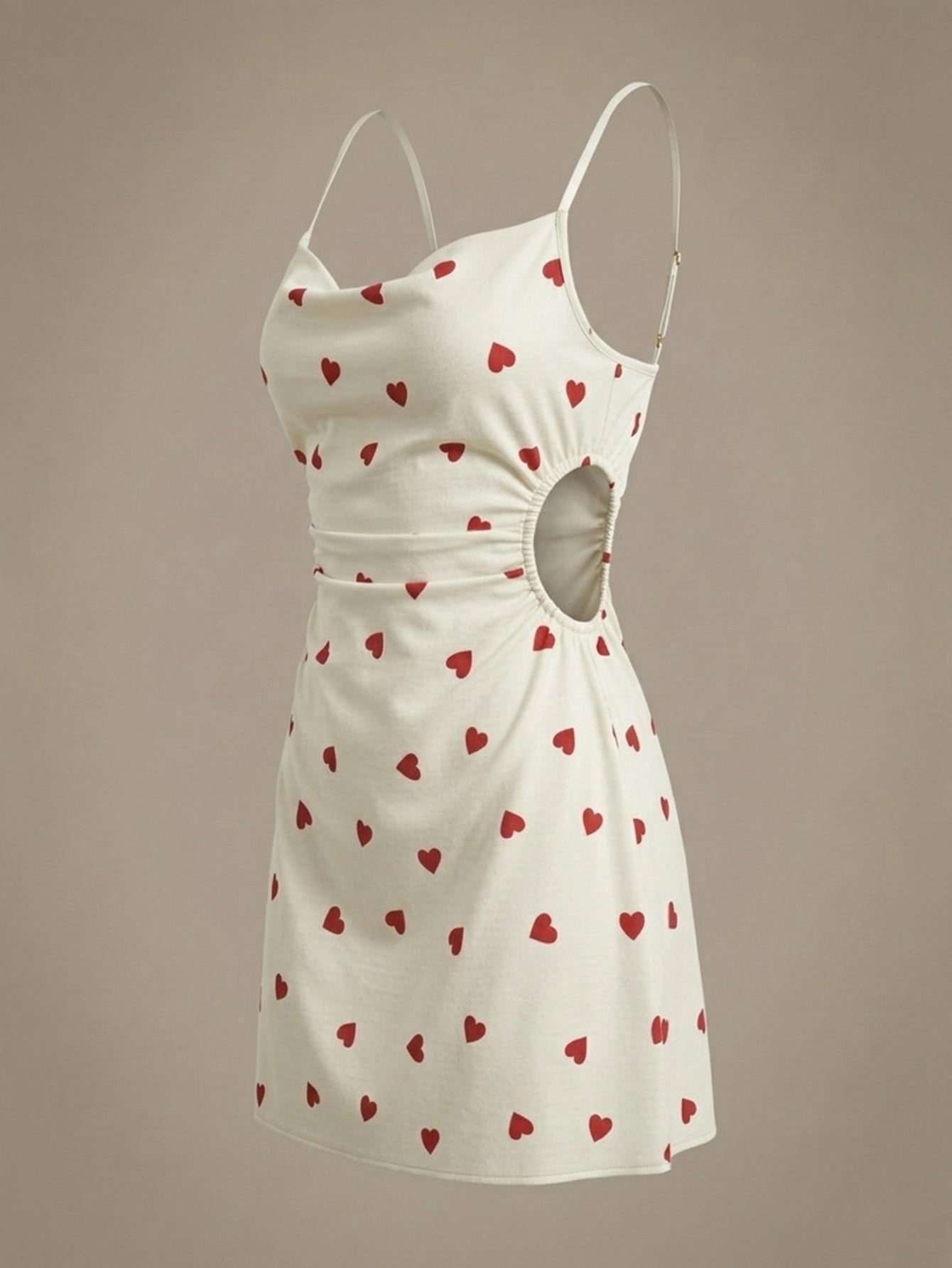 SHEIN Women Cutout Waist Ruched Strap Printed Sleepwear Dress