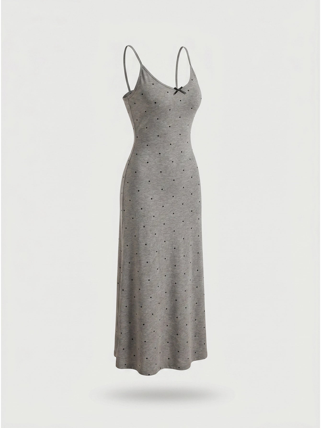 SHEIN Women's DAZY Bow-Knot Polka Dot Ruched Waist Bodycon Nightgown Pajama