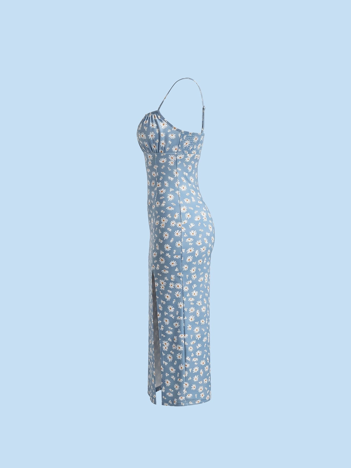SHEIN Women's EZwear Printed Knit Spaghetti Strap Split Hem Summer Vacation Dress