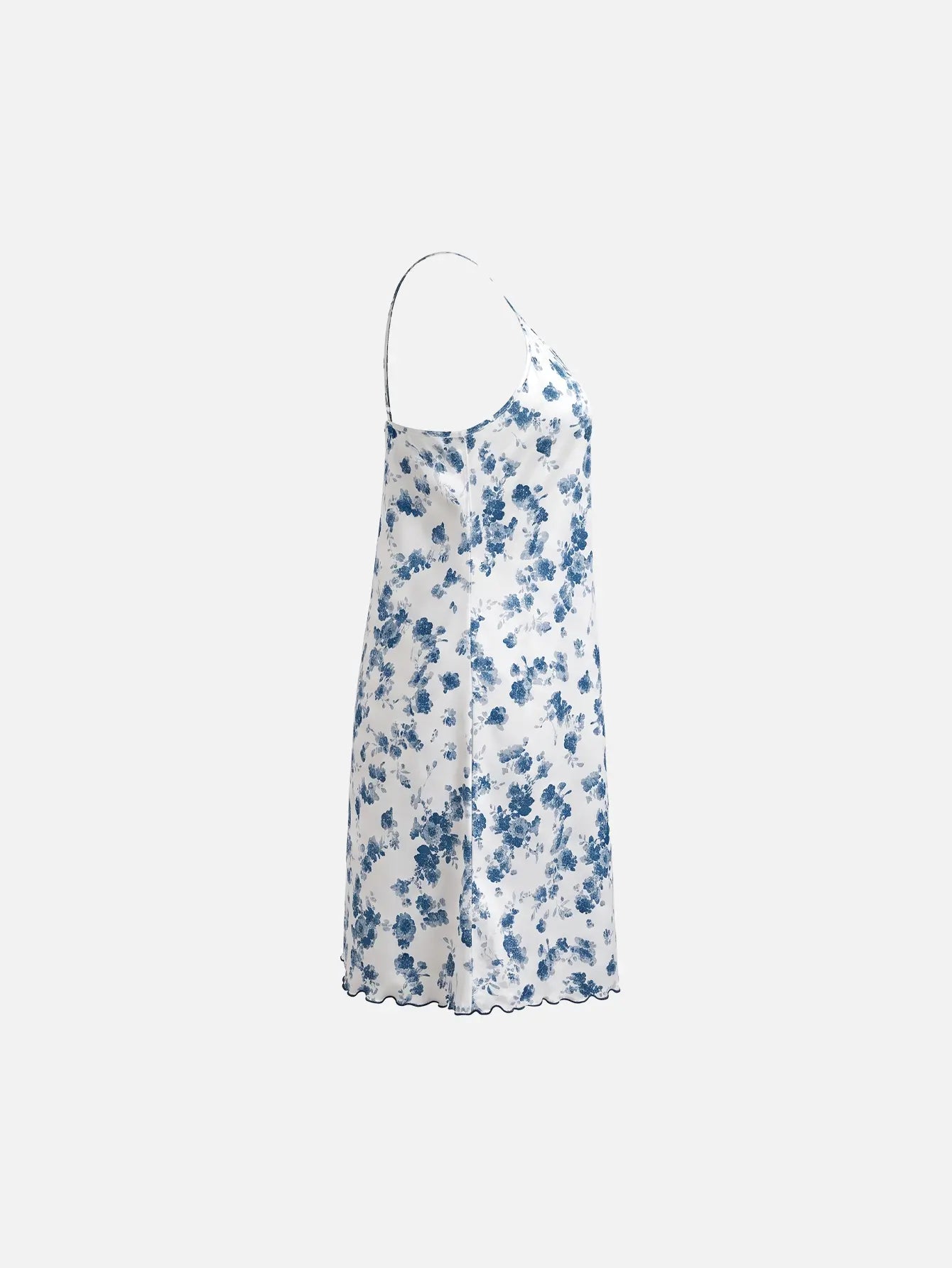 CottageSlumber Plus Size Floral Nightgown with Soft Blue Print Details