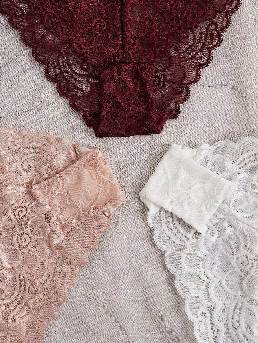 SHEIN Lace 3-piece set of simple romantic lace lingerie for women