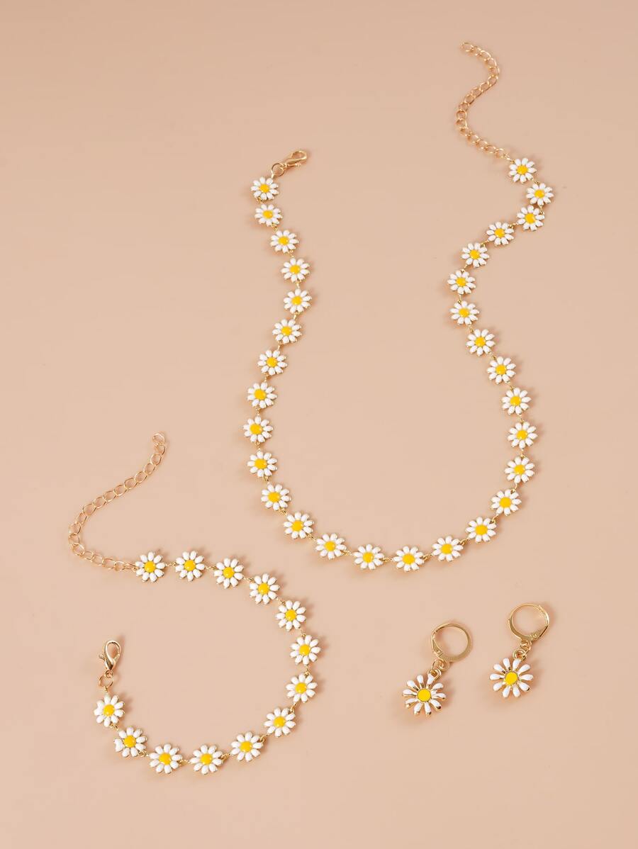 SHEIN Gold floral jewelry set