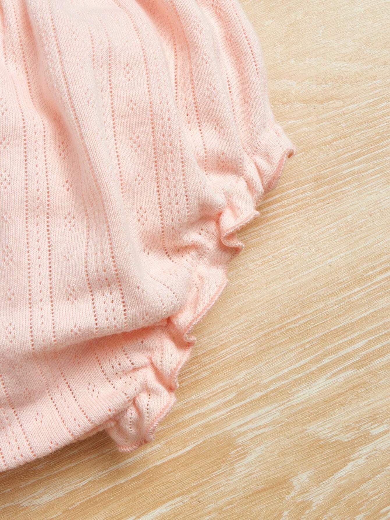 SHEIN 3pcs Baby Girls Knitted Casual Solid Color Elastic Waist Triangle Leggings Set