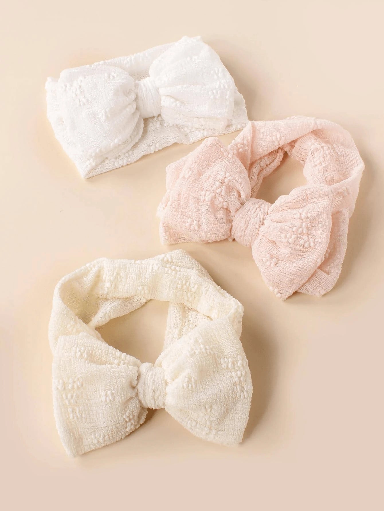 SHEIN 3pcs Baby Double Layer Bow Design Elastic Hair Bands Valentine Style Accessories