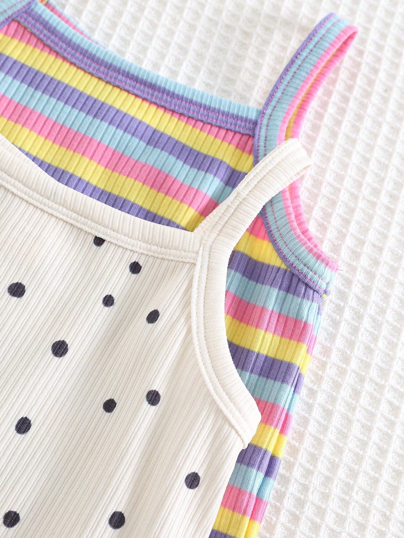 SHEIN Cozy Pixies 4pcs Baby Girl Valentine's Day Heart Polka Dot & Striped Knit Top & Shorts Set