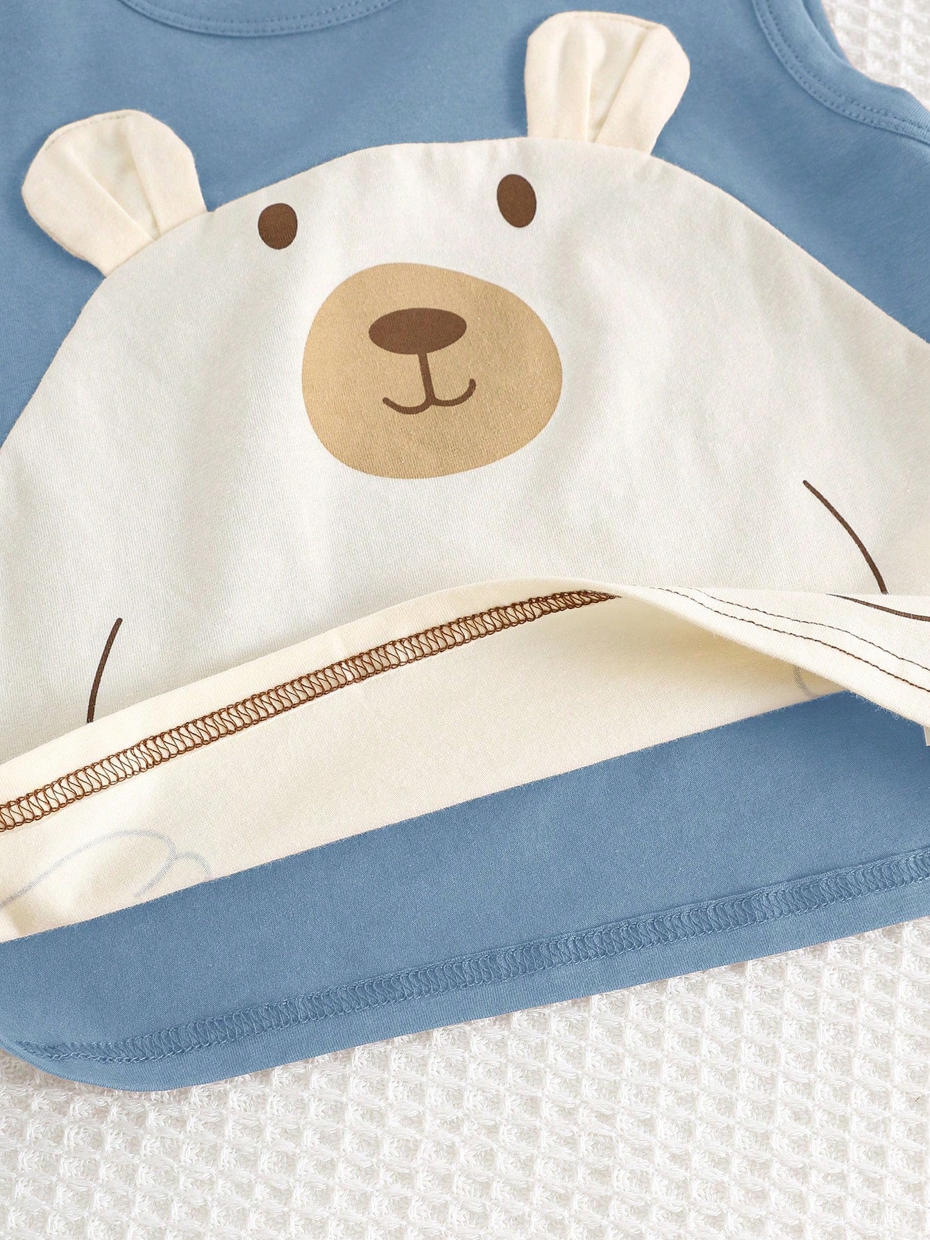 SHEIN Cozy Pixies 2pcs Baby Boy Cartoon Bear Print Sleeveless Top & Shorts Set