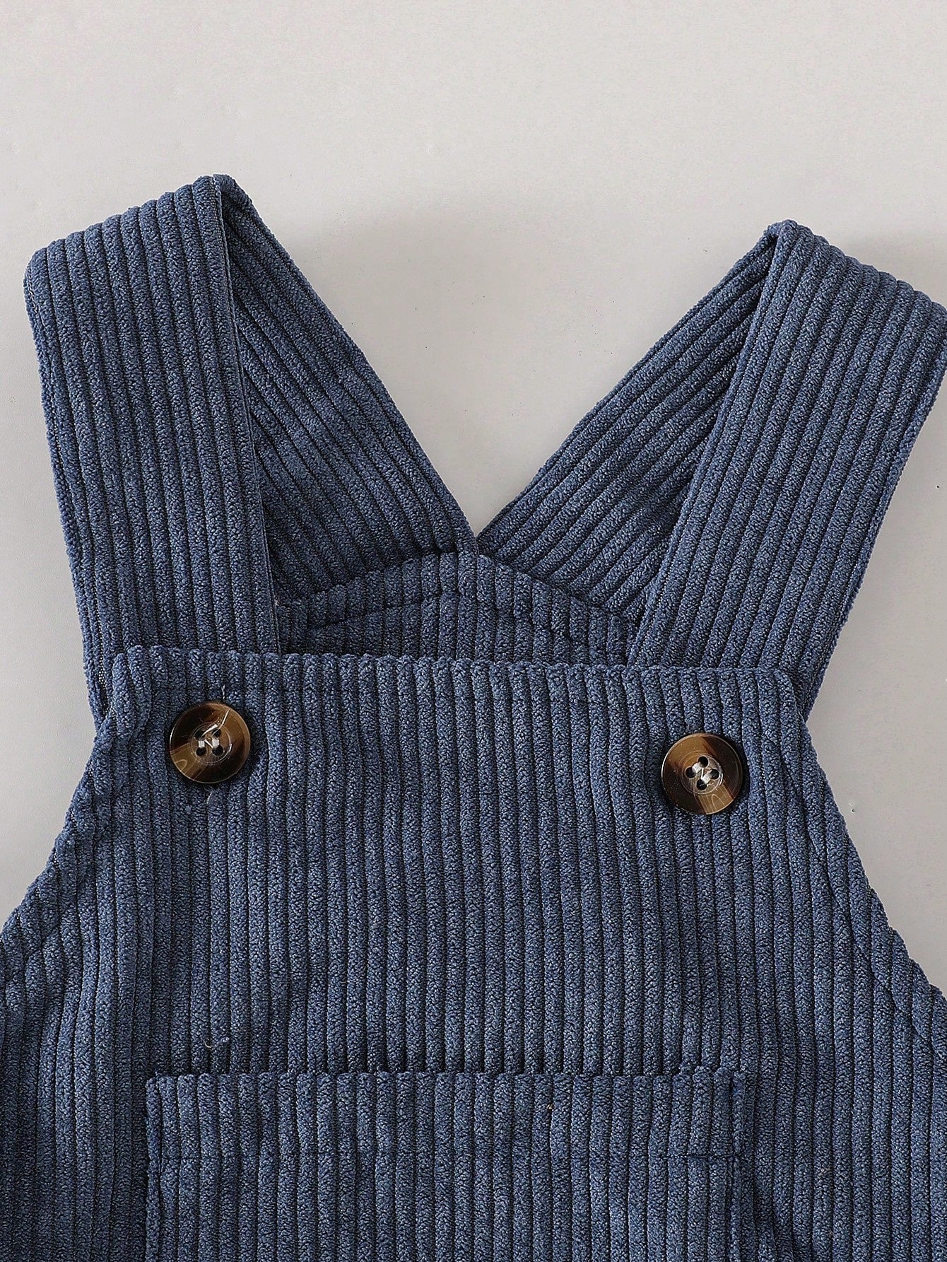 SHEIN Newborn Baby Boy Black & White Striped Short Sleeve Top & Blue Corduroy Bodysuit Set