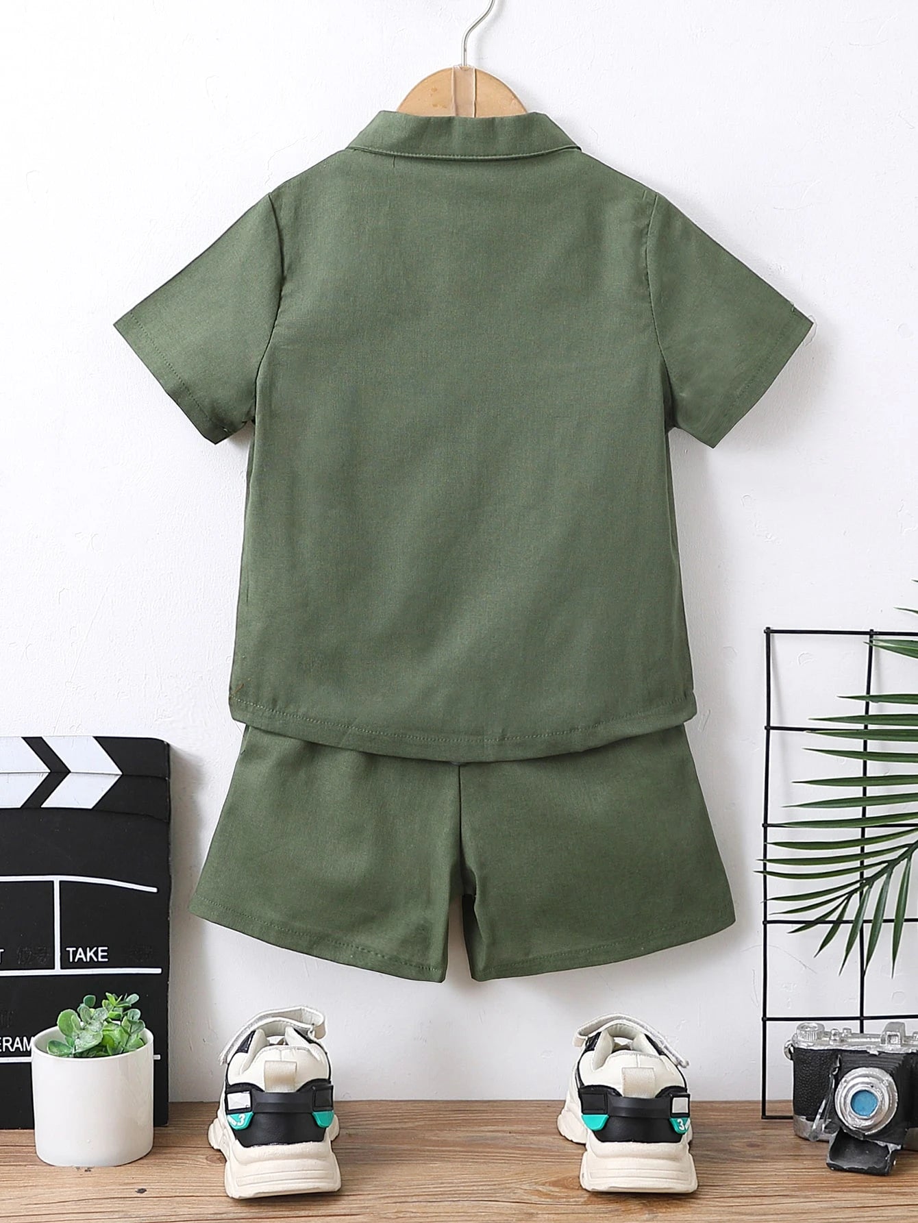 SHEIN Boys Letter Print Shirt And Shorts Set