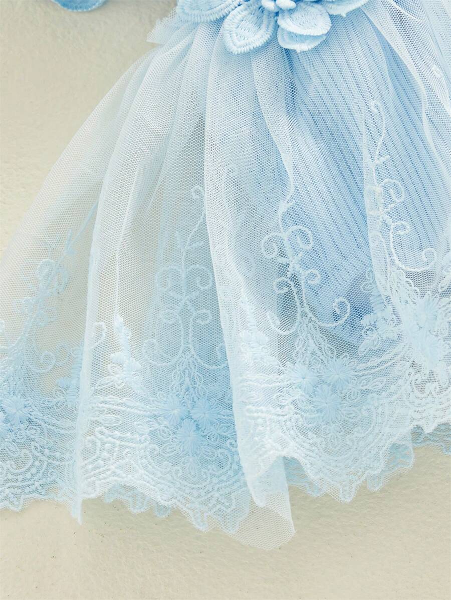 SHEIN Newborn Baby Girl Lace Mesh Tutu Pink Set