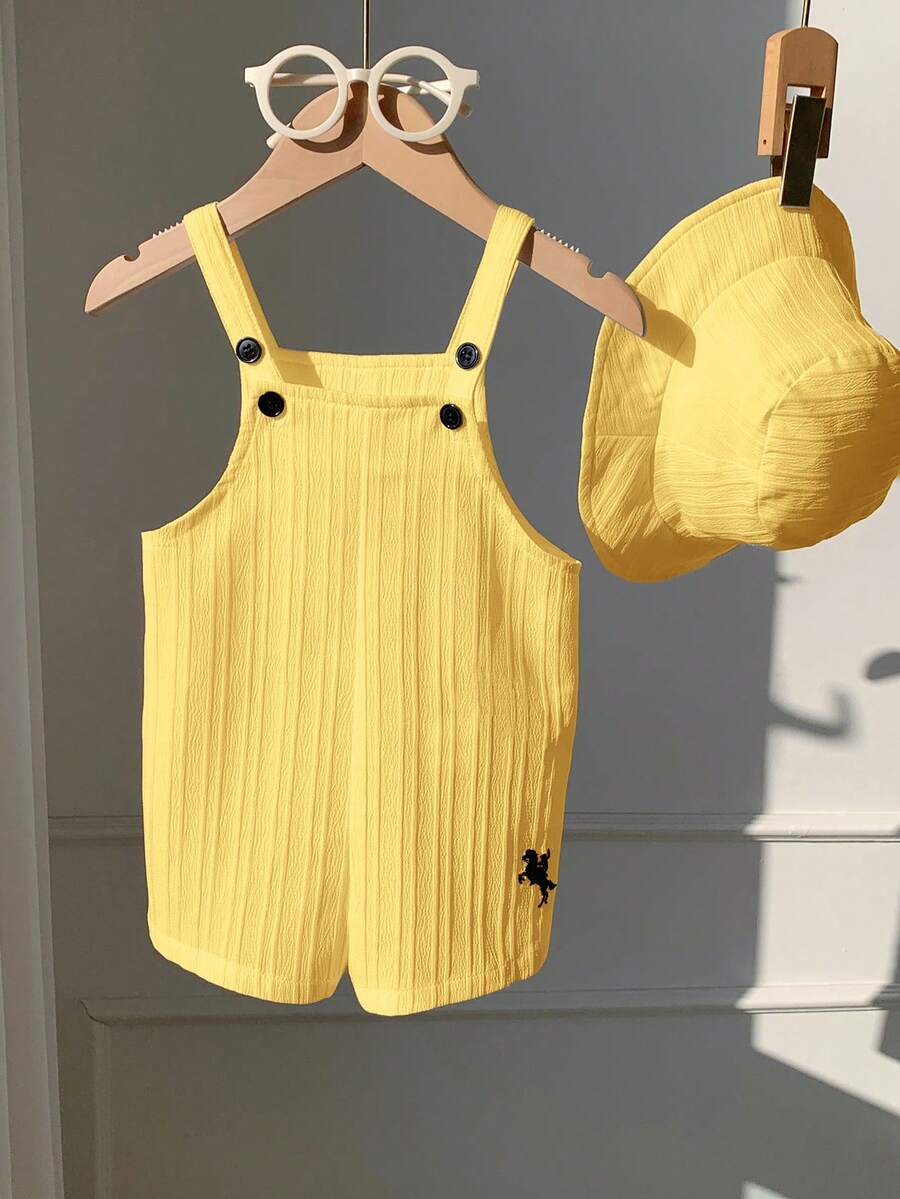 SHEIN Unisex Newborn White Romper Pants Sun Hat Set