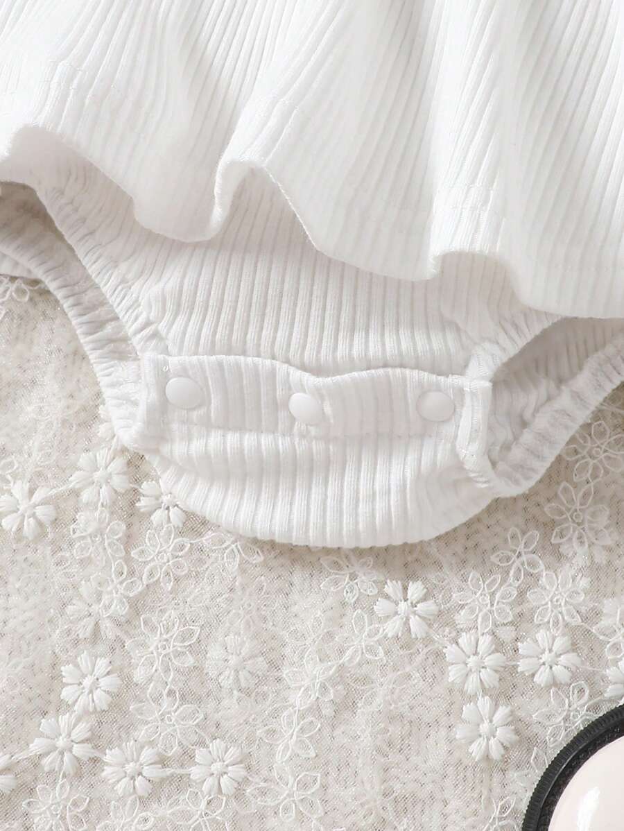 SHEIN Vintaside Baby Girls' Knitted Flower Patchwork Bodysuit Summer