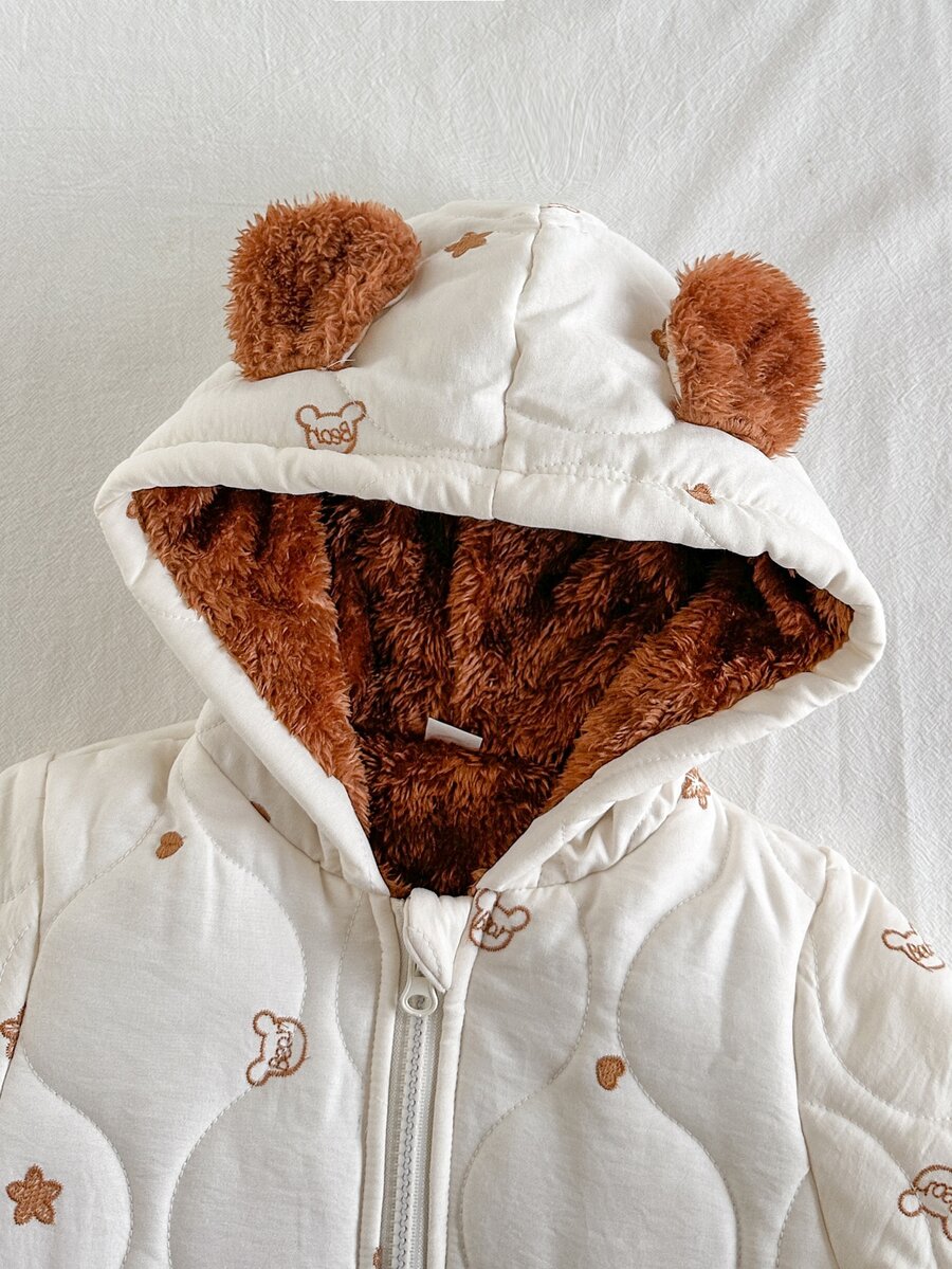 SHEIN Vintaside One-Piece Jumpsuit, white and brown design, bear ears