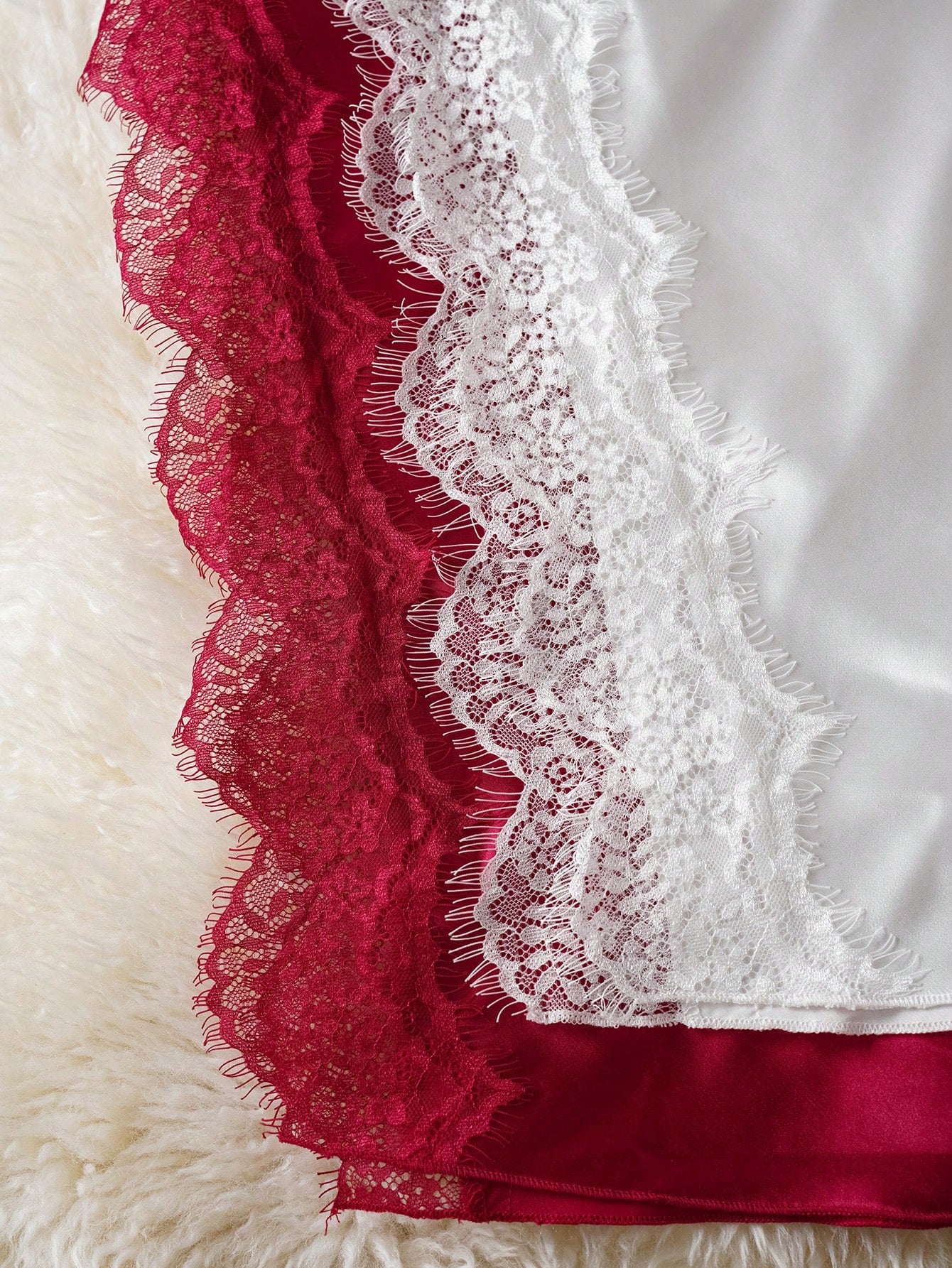 SHEIN Lingerie SilkySpell 2pcs Sexy Lace Slit Nightgown