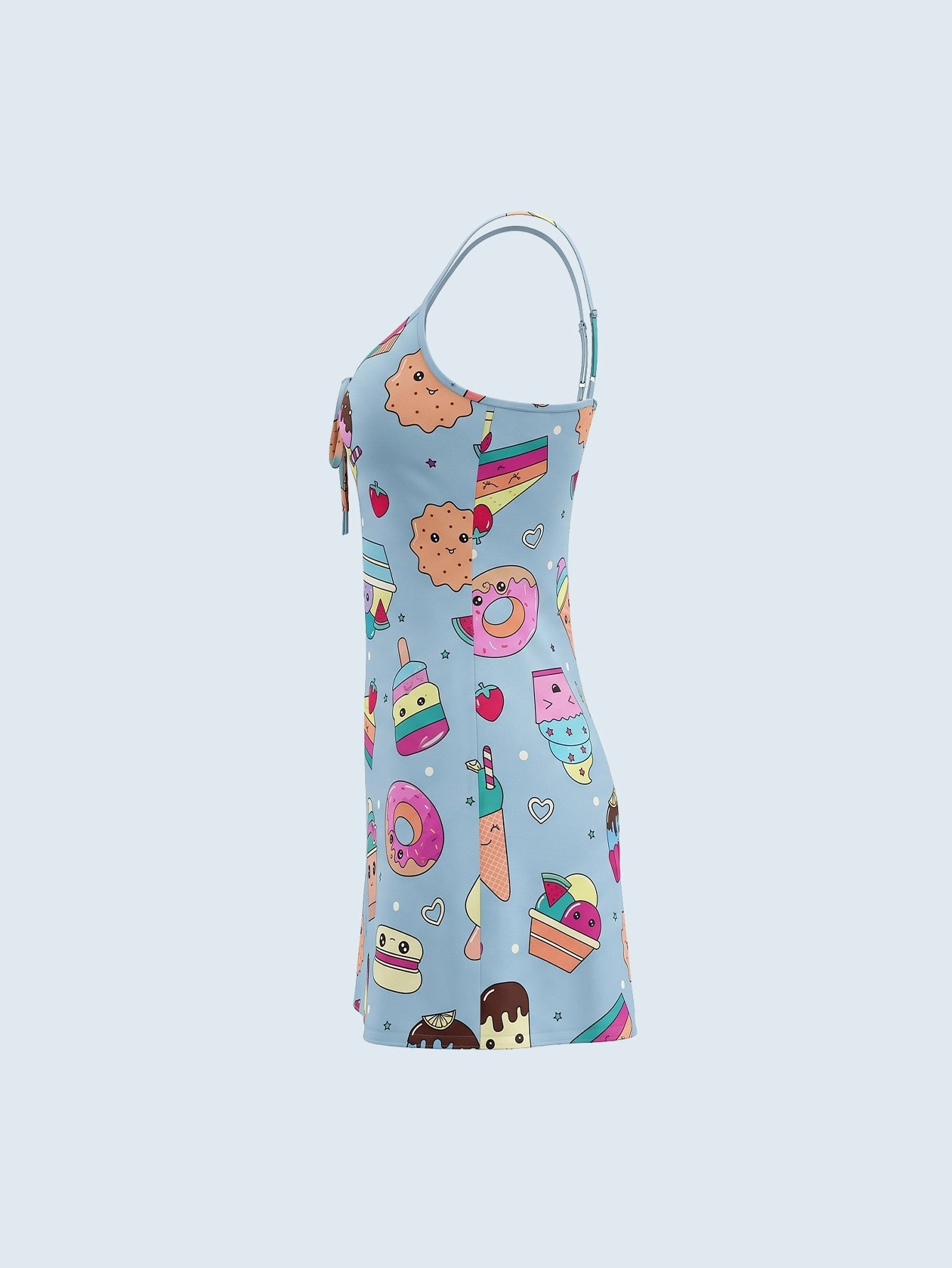 SHEIN Lingerie SweetSlumber Spaghetti Strap Tie Front Printed Nightgown Loungewear