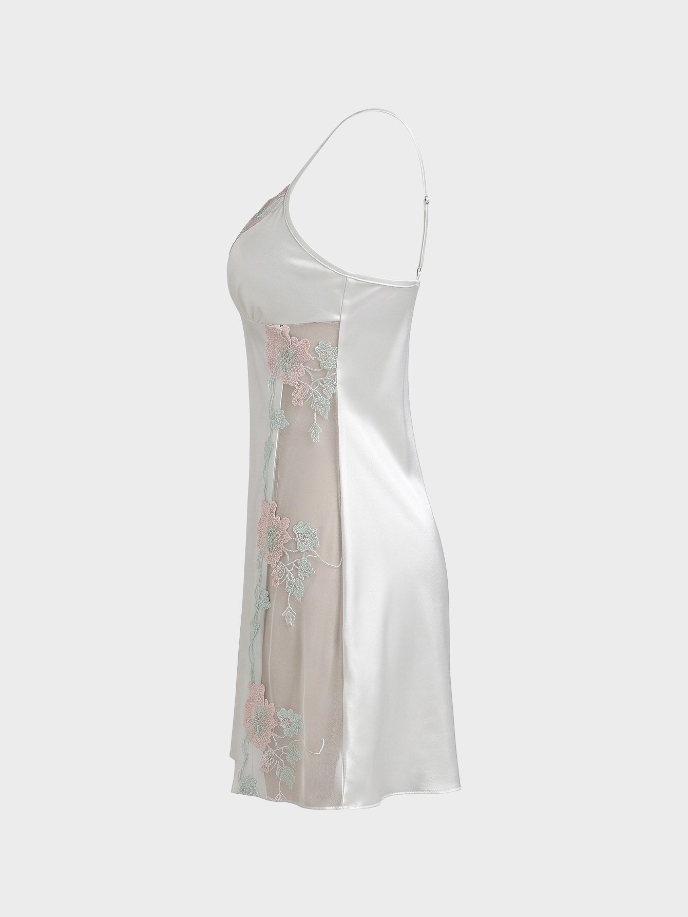 SHEIN Lingerie Crystal Vow Floral Embroidery Mesh Cami Sleep Dress Pajama Bridal Lingerie