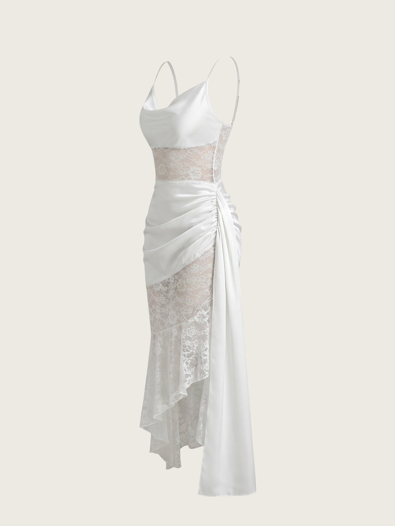 SHEIN Lingerie Lace Patchwork Asymmetrical Hem Nightgown