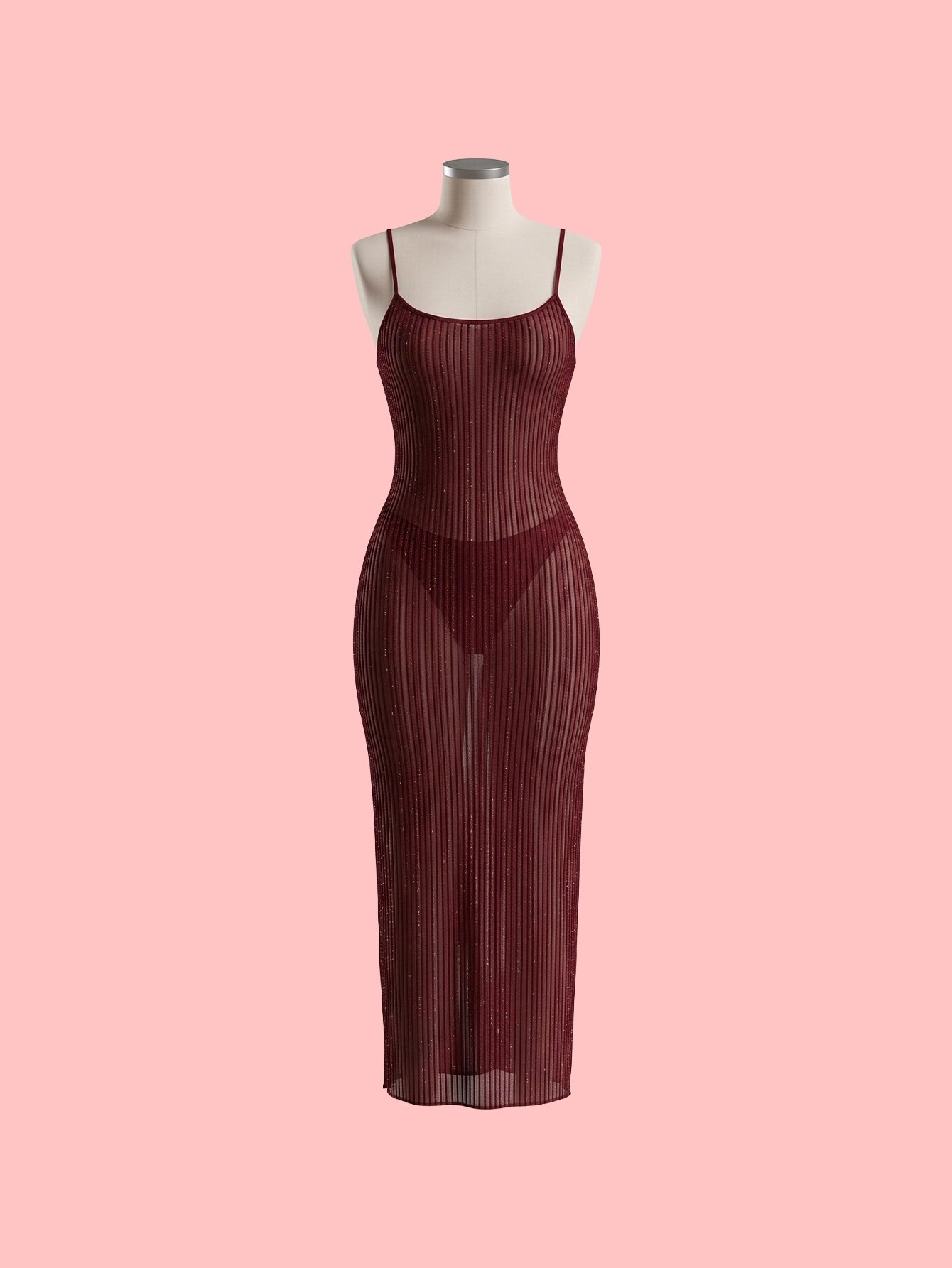 SHEIN Lingerie Swim SXY Hollow Out Slit Crochet Beach Cover Up Dress
