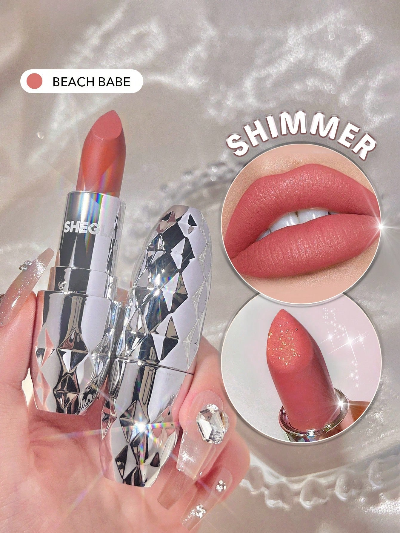 SHEGLAM Starlight Velvet Lipstick Beach Babe 10 Colors Shimmer Matte Long Lasting Nourishing Silky Smooth Lipstick
