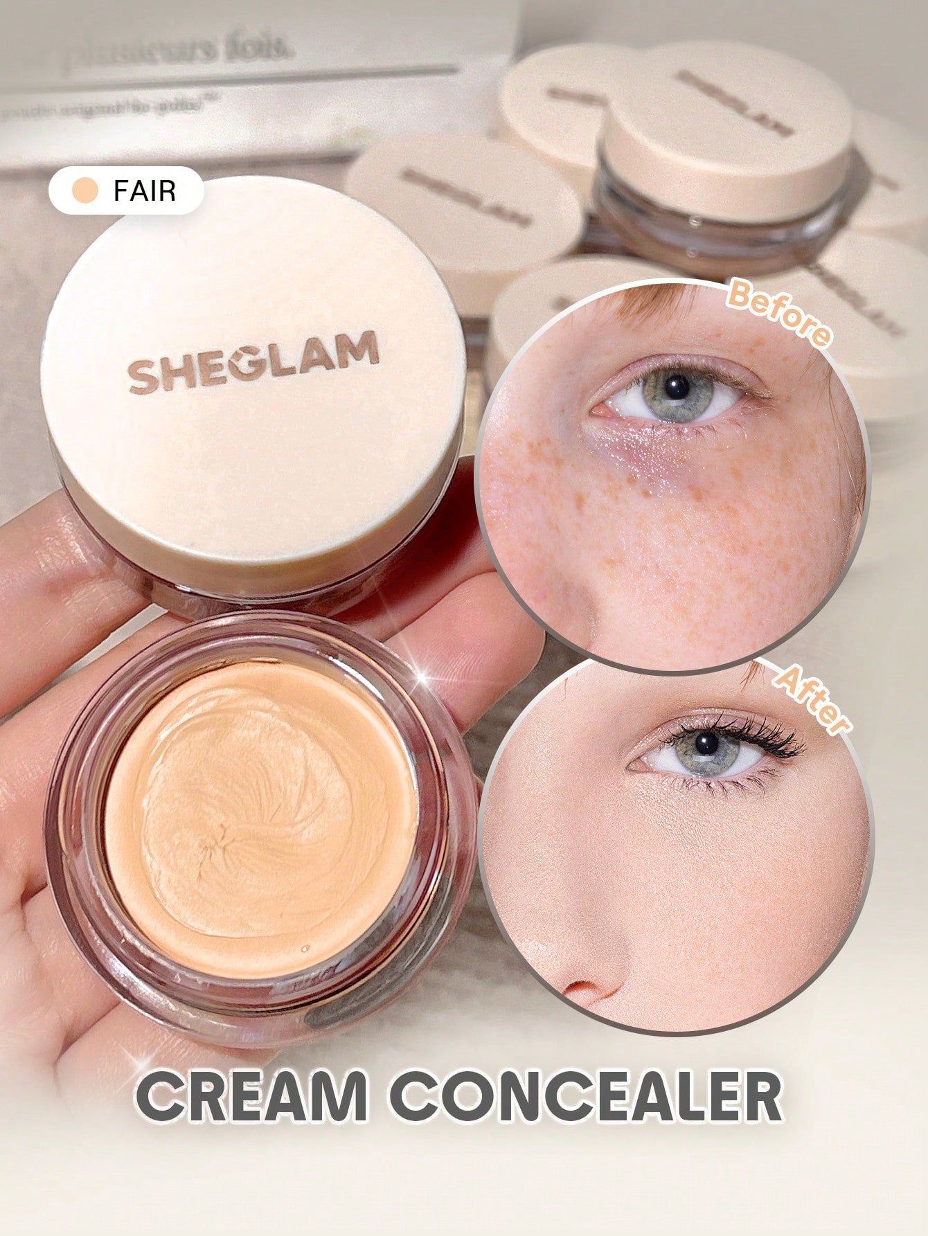 SHEGLAM Cover Cream Concealer Full Coverage, Brightening Weightless Hydrating