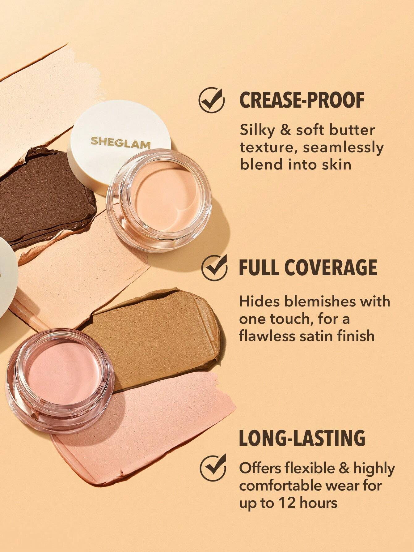 SHEGLAM Rapid Retouch Cream Concealer Fair Full Coverage Long Lasting Brightening Weightless Hydrating Concealer for Flawless Skin