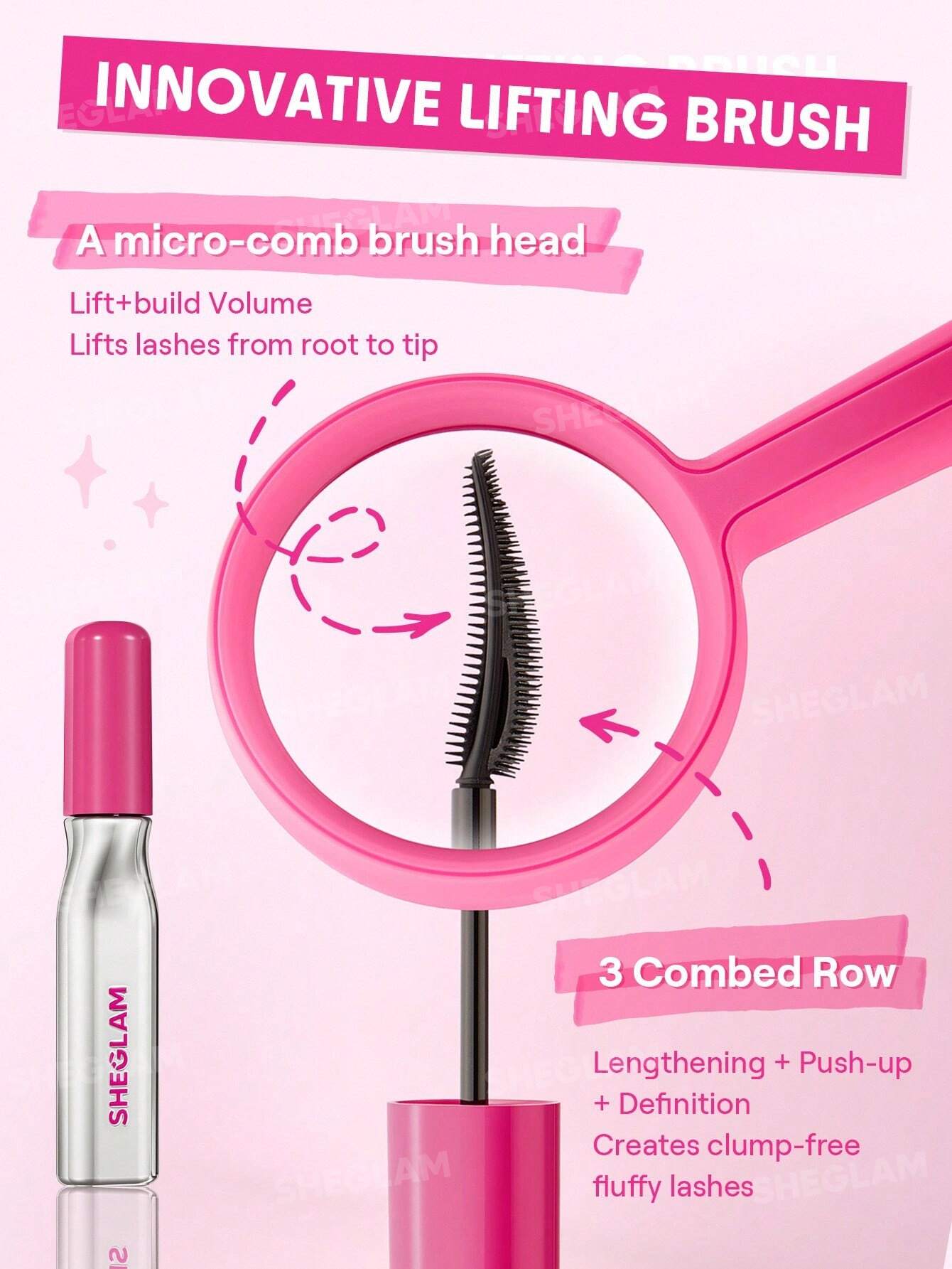 SHEGLAM Lashlighter Up & Out Mascara Volumizing Lengthening Curling Long-Lasting Mascara for Bold Lifted Lashes