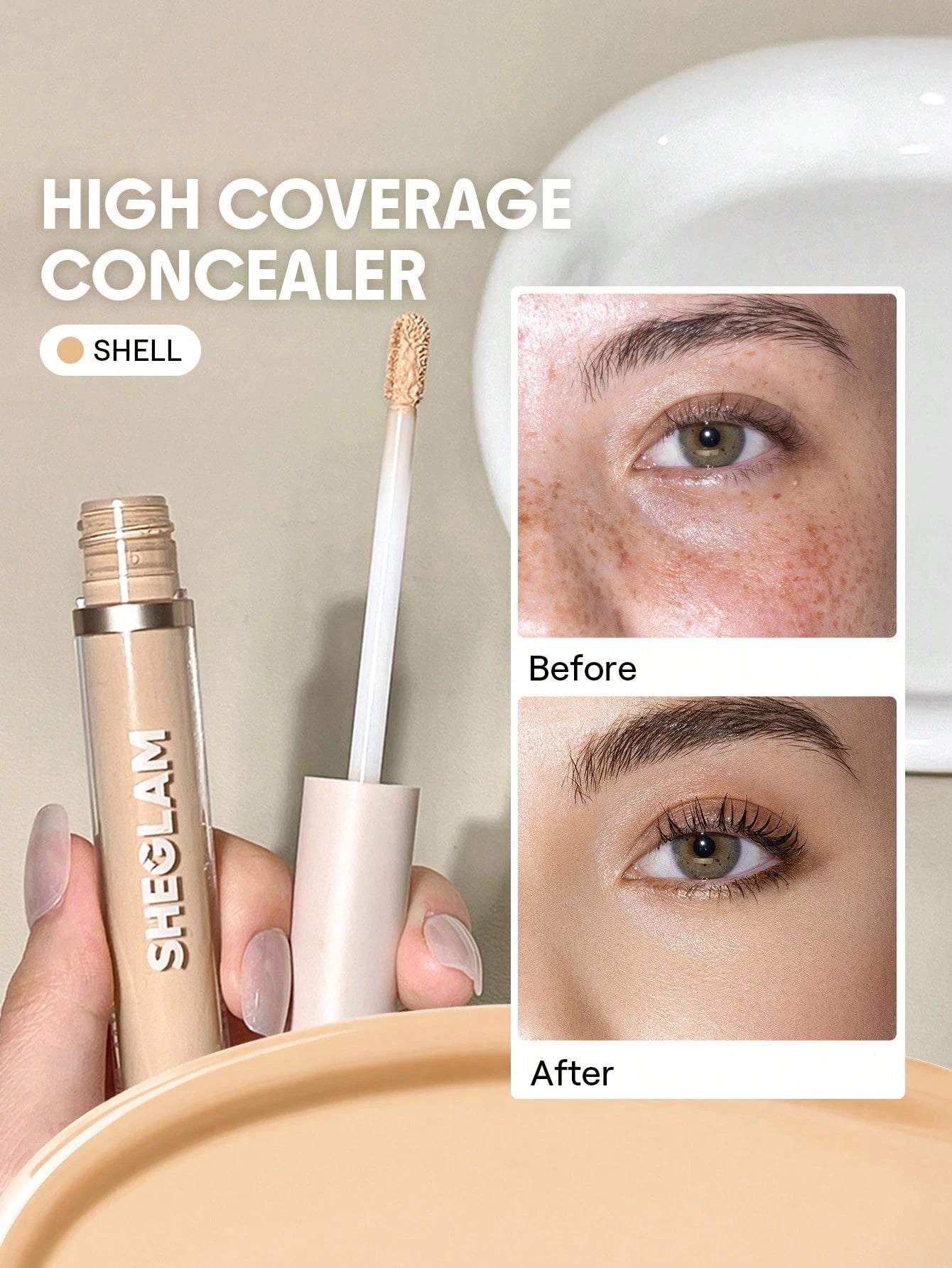 SHEGLAM Like Magic 12Hr Full Coverage Concealer Shell Matte Long Lasting Brightening Hydrating Liquid Color Corrector