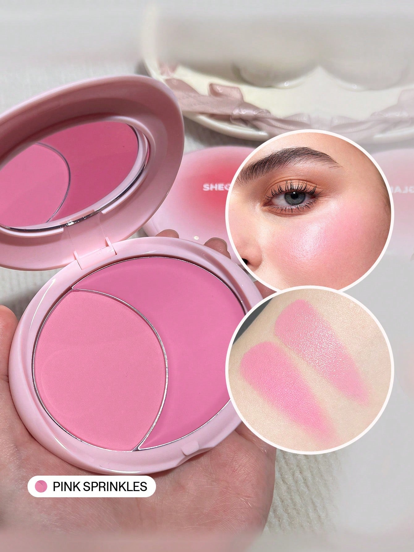 SHEGLAM Cheek 2 Cheek Blush Duo Pink Sprinkles 5 Shades Cream and Powder Long Lasting Blendable Natural Pigment Face Makeup