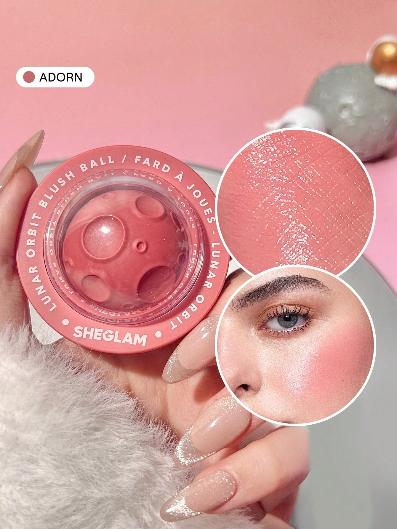 SHEGLAM Lunar Orbit Blush Ball Adorn Cream Non?Fading Multi?Use Spaceship Shaped Natural Pigment Blendable Face Makeup