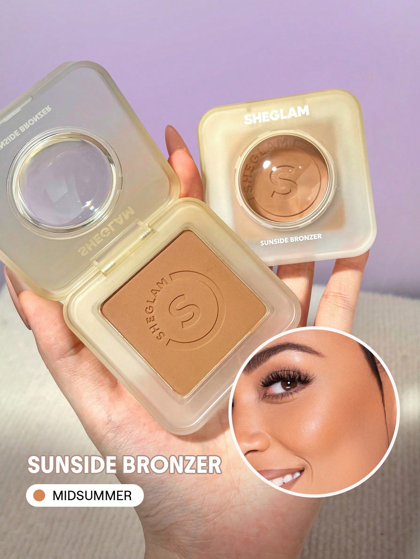SHEGLAM Sunside Bronzer Mid Powder Long Wear Evenly Pigmented Neutral Warm Tone Matte Contour for Sculpted Natural Face Makeup