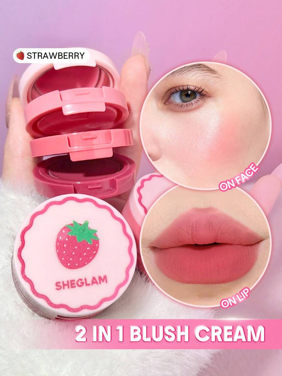 SHEGLAM Very Cherry& Strawberry Cheek & Lip Cream Stack Multiuse Creamy Blush and Lip Tint for Smooth Radiant Color