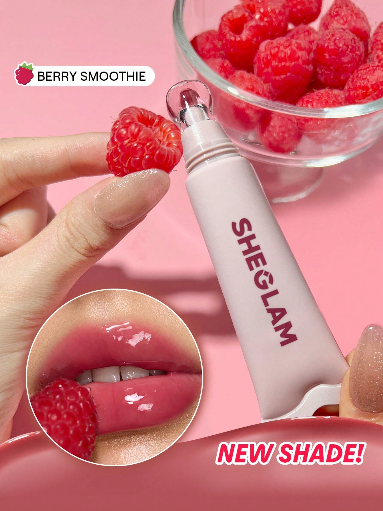 SHEGLAM Crystal Glaze Moisturizing Lip Care Berry Smoothie High Shine Hydrating Lip Gloss for Smooth Plump Lips