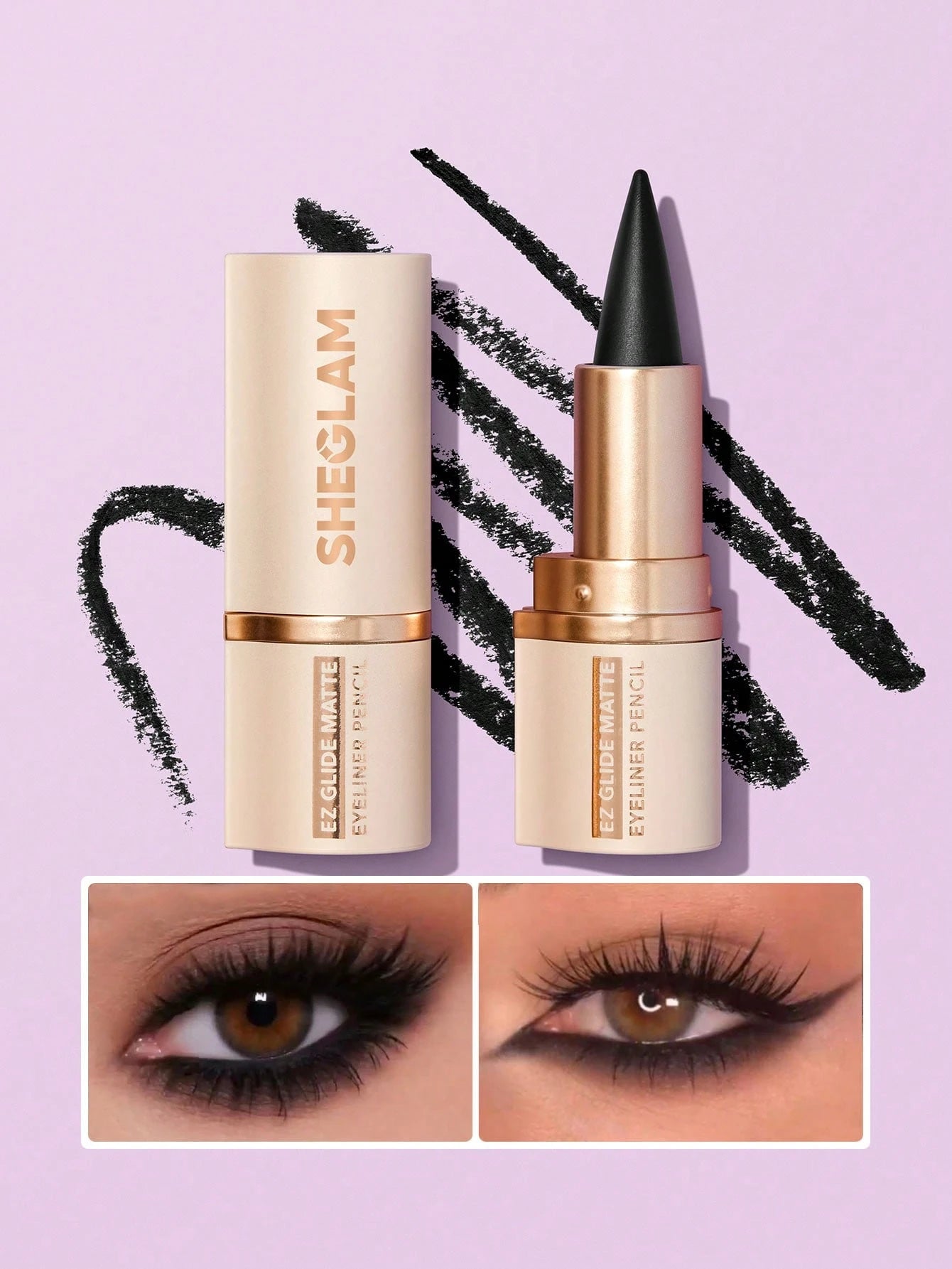 SHEGLAM Ez Glide Matte Eyeliner Pencil Highly Pigmented Black Smudge-Proof Long Lasting Ultra-Fine Smooth Blendable Cat Eye Kohl Kajal