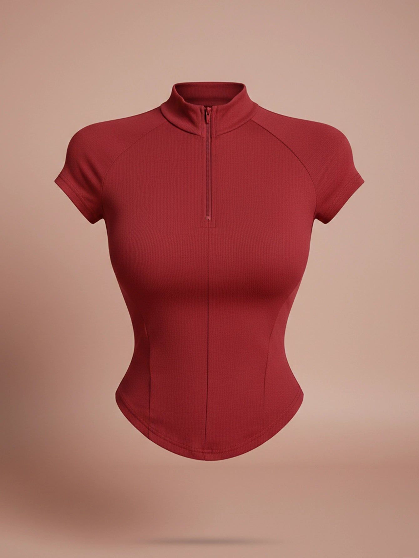 SHEIN Top DAZY Solid Color Zipper Front Bodycon T-Shirt