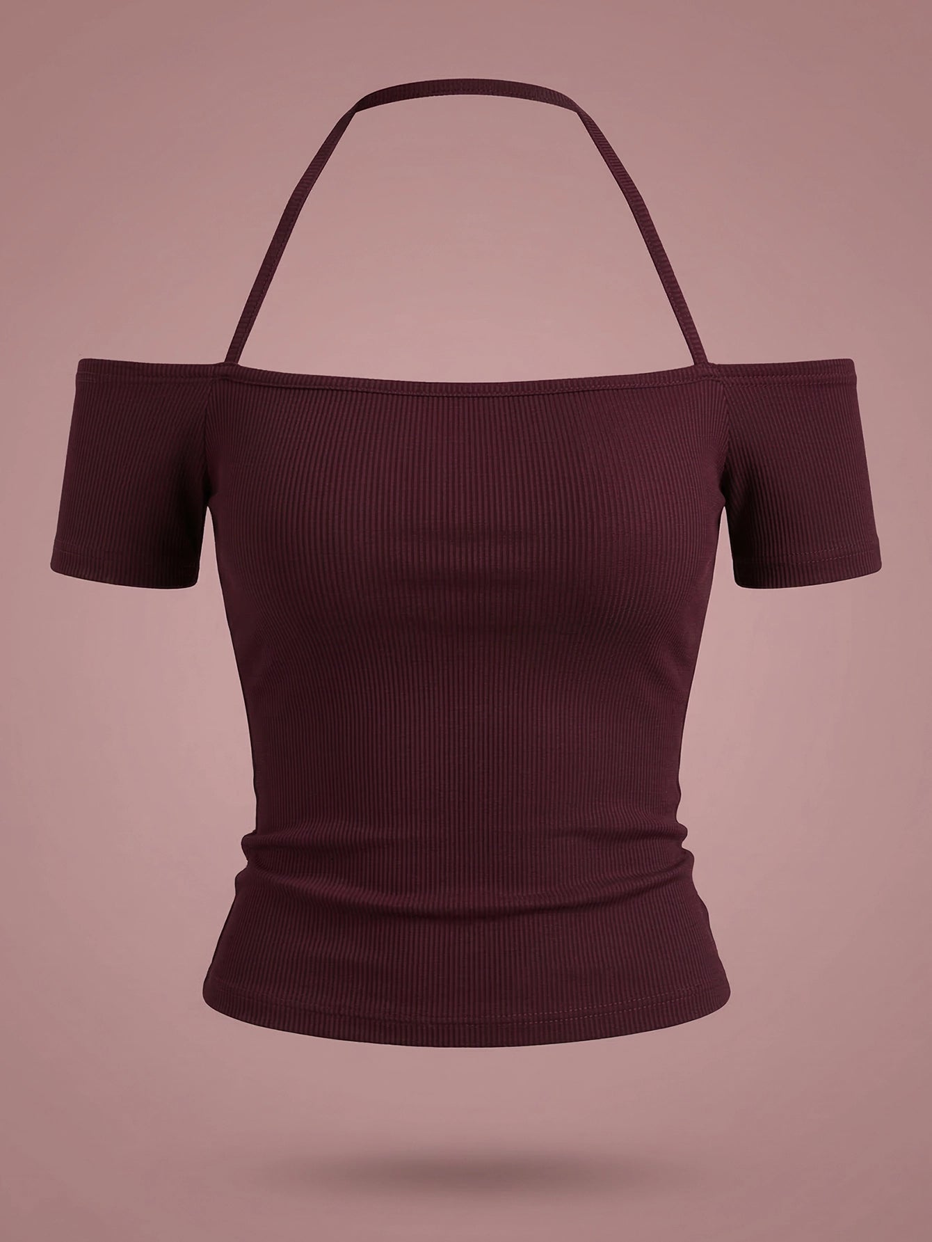 SHEIN Top DAZY Halterneck Slim Fit Short Sleeve Crop T-Shirt