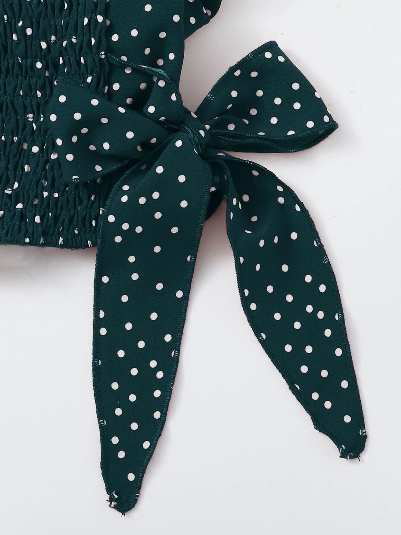 SHEIN Top Trelyra Polka Dot Ruffle Armhole Shirred Hem Top