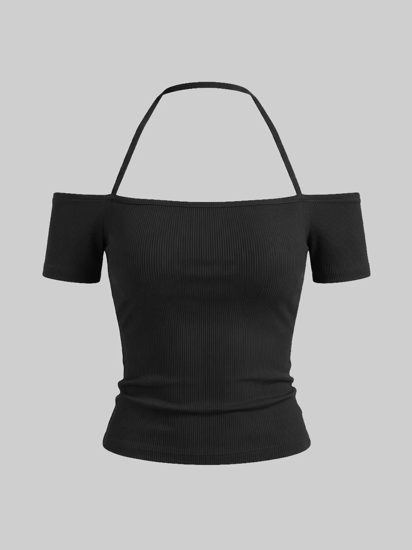 SHEIN Top DAZY Halterneck Slim Fit Short Sleeve Crop T-Shirt