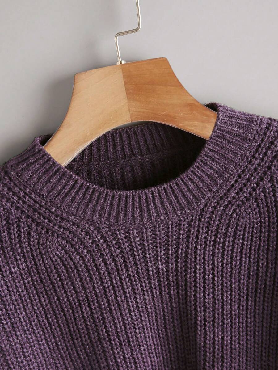 SHEIN Franclia Casual Round Neck Long Sleeve Blouse, Knitted Blouse
