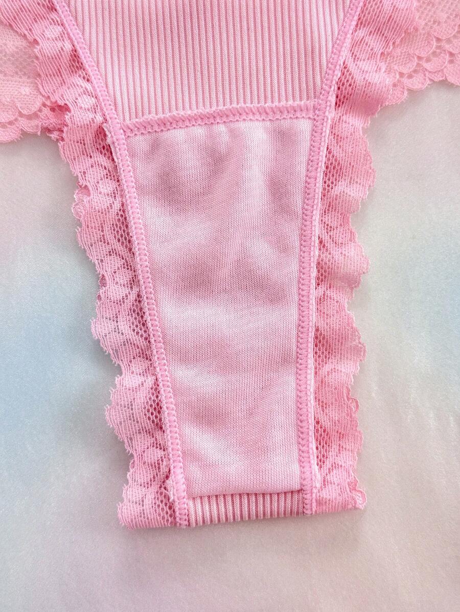 SHEIN Eraneu 3-Piece Lace Bow Thong Panties Set Comfortable