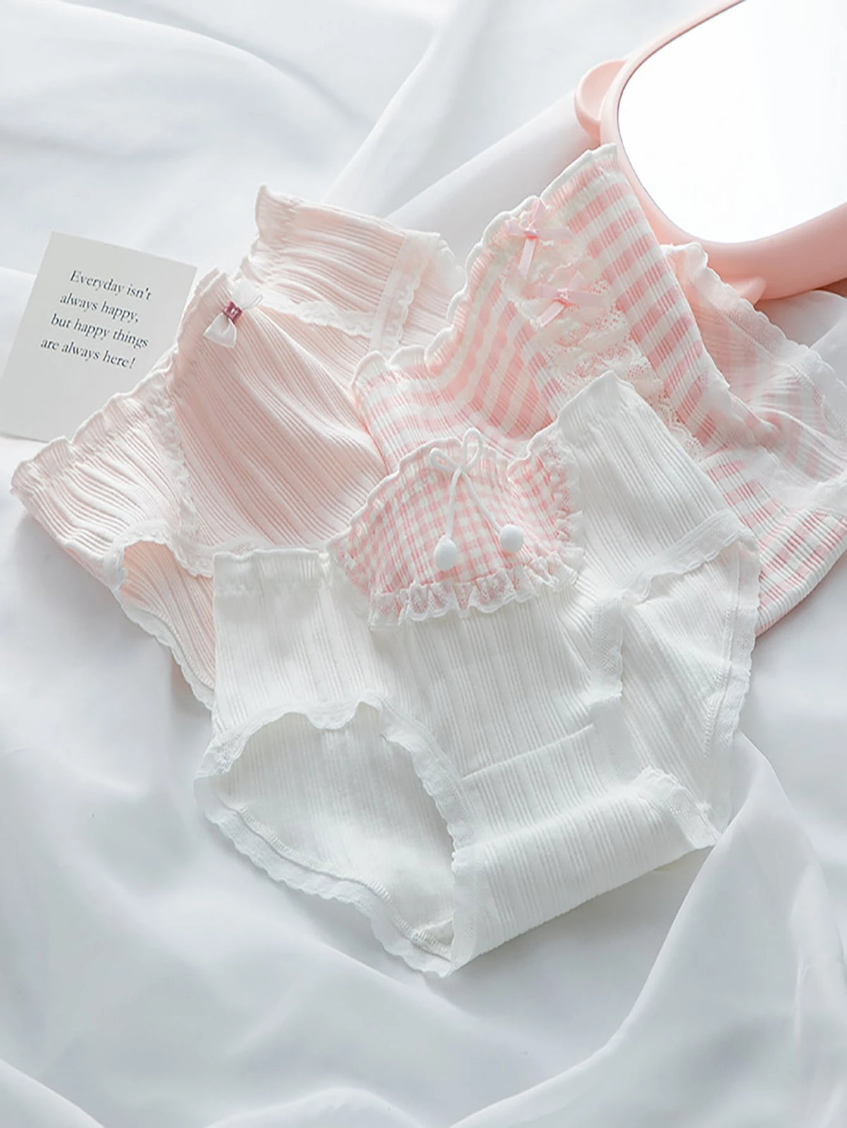 SHEIN 5-piece set of attractive lace panties, cotton underwear