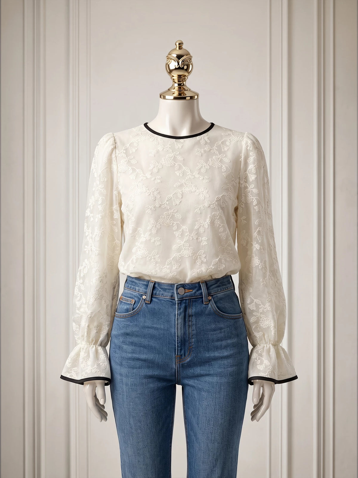SHEIN FRIFUL Top, Round Neck, and Long Wide Sleeves