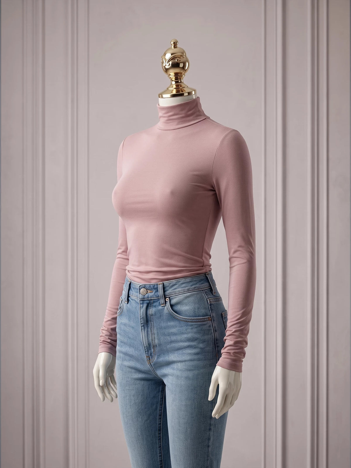 SHEIN DAZY High Neck Long Sleeve Solid Color T-Shirt