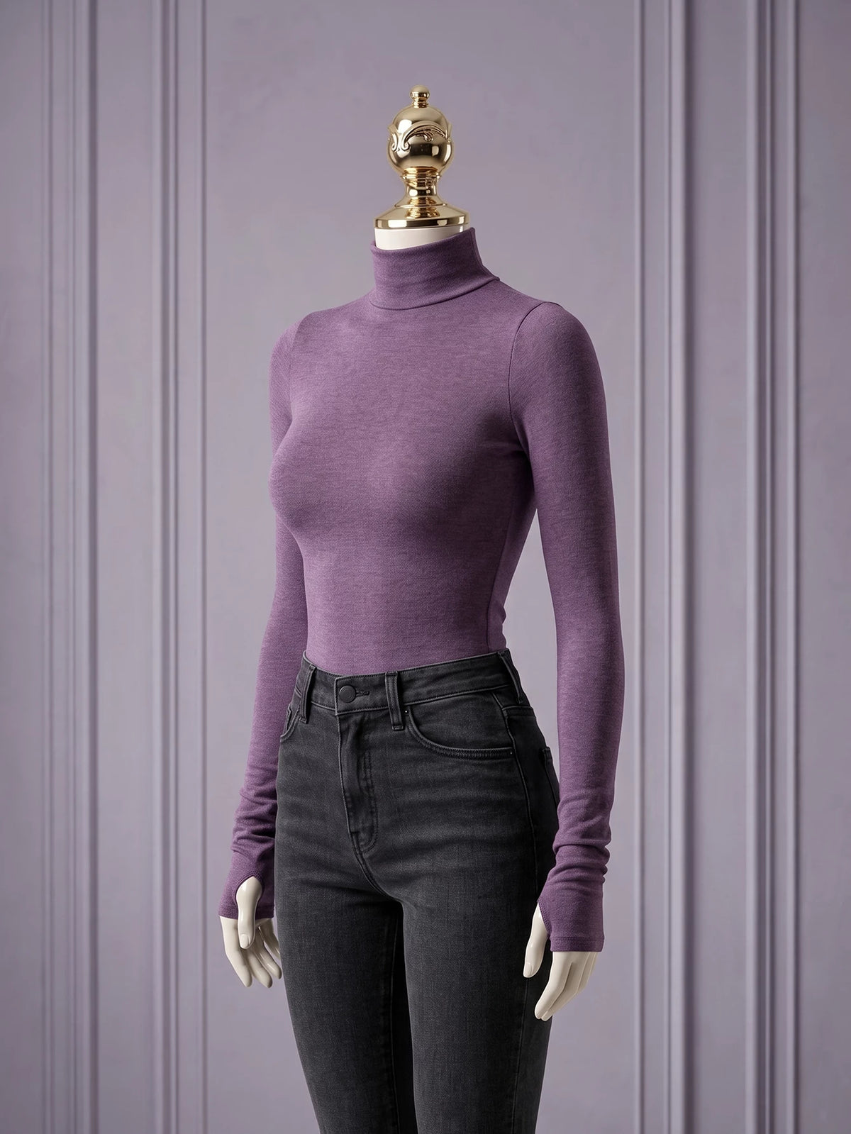 SHEIN DAZY High Neck Solid Color Thermal Shirt, Thermally Lined